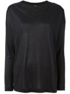 Joseph Ribbed V-neck Blouse, Women's, Size: M, Black, Silk