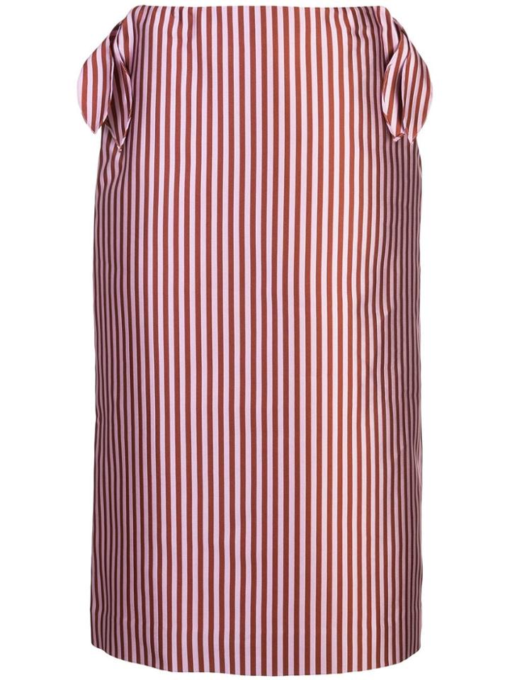 Jonathan Cohen Vertical Striped Silk Skirt - Pink