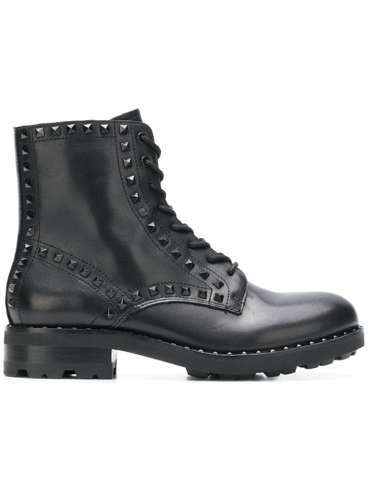Ash Wolf Studded Ankle Boots - Black