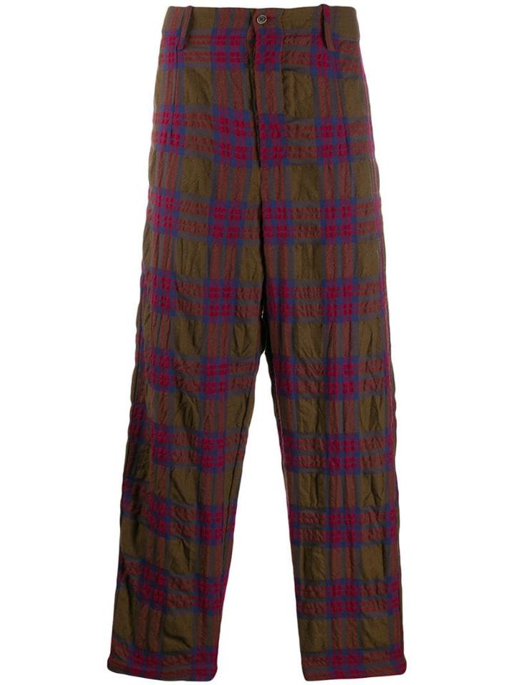 Uma Wang Check Print Trousers - Brown