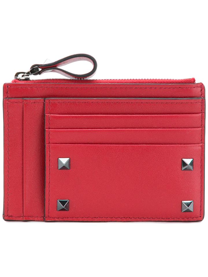 Valentino Valentino Garavani Rockstud Card Holder Coin Case - Red