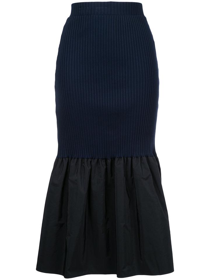 Le Ciel Bleu - Rib Stitch Peplum Skirt - Women - Nylon/polyurethane/rayon - 36, Blue, Nylon/polyurethane/rayon
