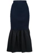 Le Ciel Bleu - Rib Stitch Peplum Skirt - Women - Nylon/polyurethane/rayon - 36, Blue, Nylon/polyurethane/rayon