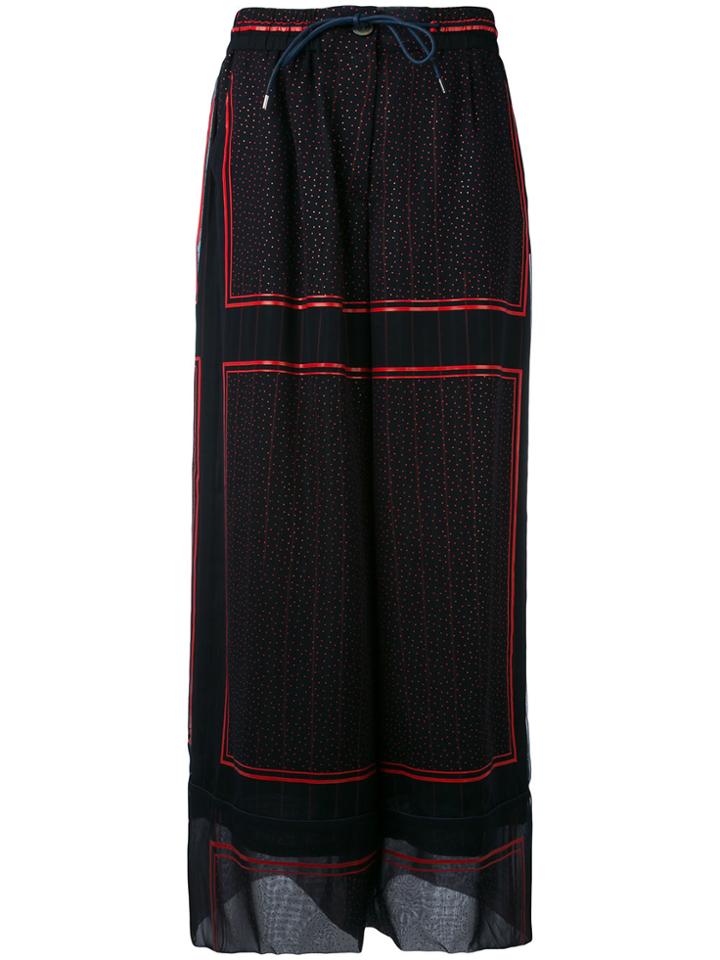 Sacai Cupro Pinstripe Palazzo Trousers - Blue