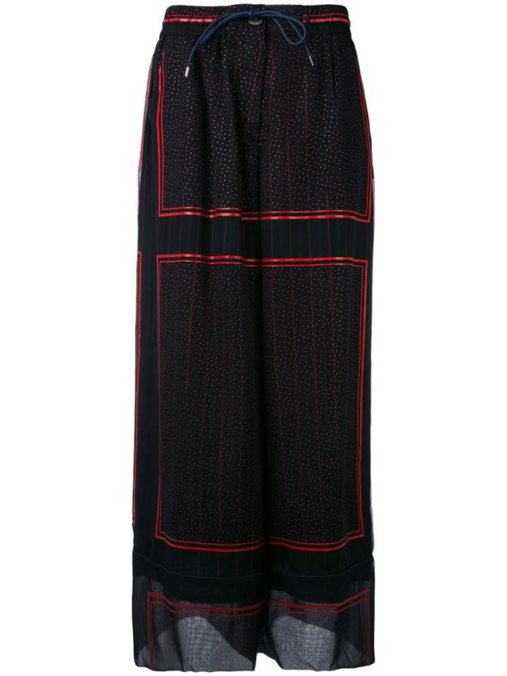 Sacai Cupro Pinstripe Palazzo Trousers - Blue