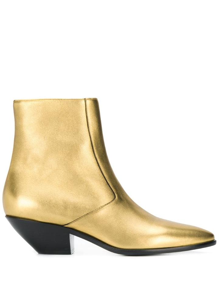 Saint Laurent West 45 Metallic Boots - Gold