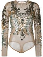 Amen Sequined Blouse, Women's, Size: 44, Nude/neutrals, Polyamide/spandex/elastane/pvc
