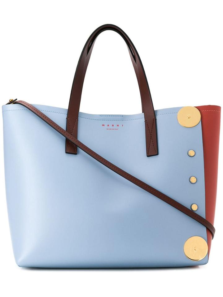 Marni Engraved Logo Tote - Blue