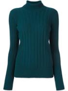 Maison Margiela Ribbed Turtleneck Top, Women's, Size: Xs, Green, Polyamide/viscose/cashmere/wool