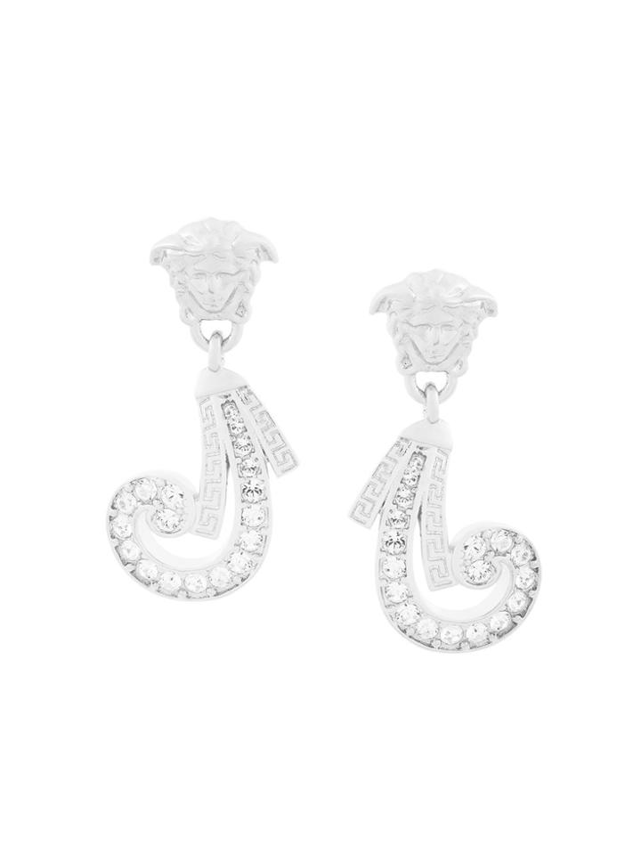 Versace Embellished Medusa Earrings - Metallic