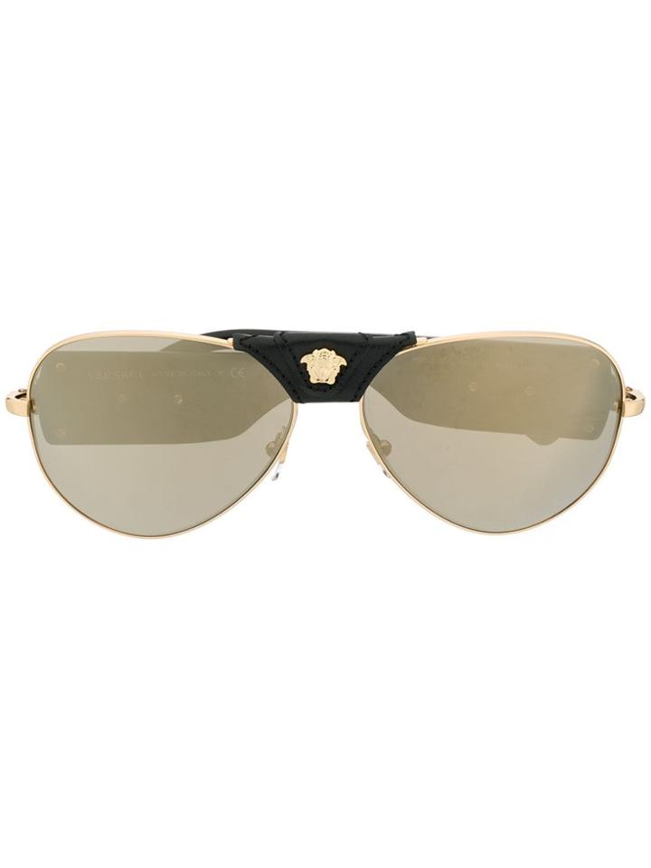 Versace Eyewear Mirrored Aviator Sunglasses - Black