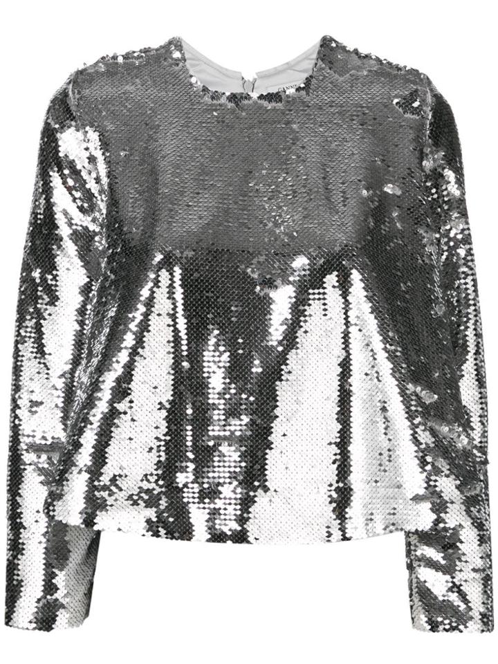 Ganni Sequin Embellished Blouse - Silver