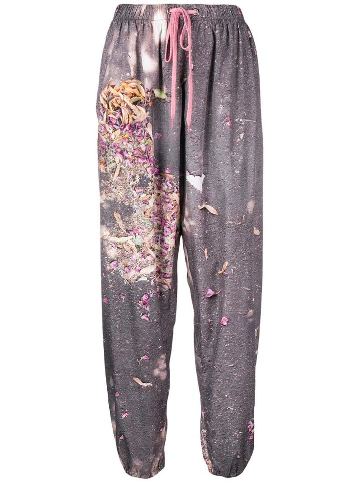 Natasha Zinko Flower Petals Printed Jogging Pants - Grey