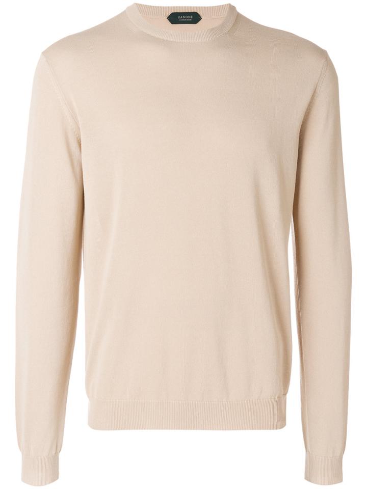 Zanone Slim Fit Crewneck Sweater - Brown