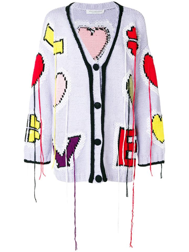 Philosophy Di Lorenzo Serafini Oversized Love Cardigan - Pink & Purple