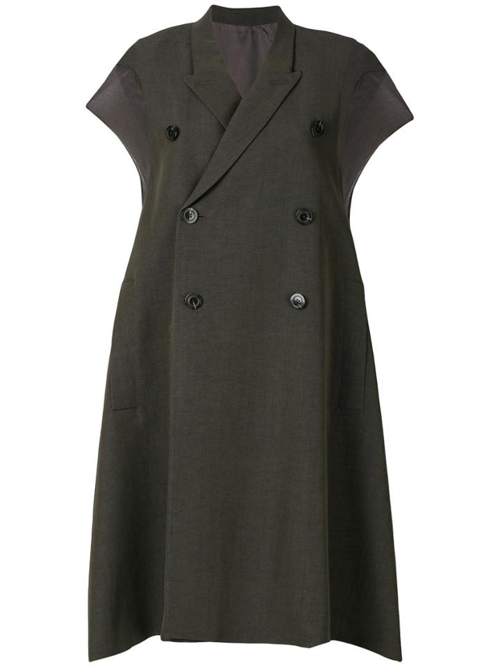 Rick Owens Double Breasted Short Sleeve Coat - Green