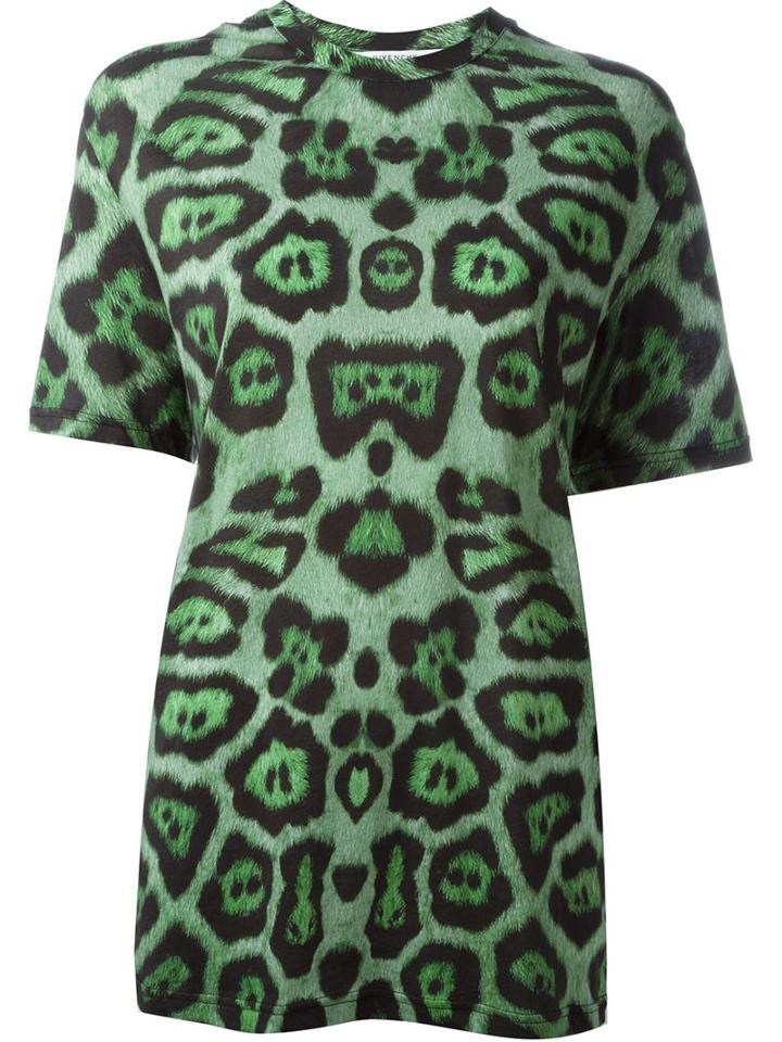 Givenchy Leopard Print T-shirt, Women's, Size: Medium, Green, Cotton