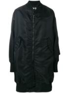 Y-3 Mid-length Satin Bomber Jacket - Black