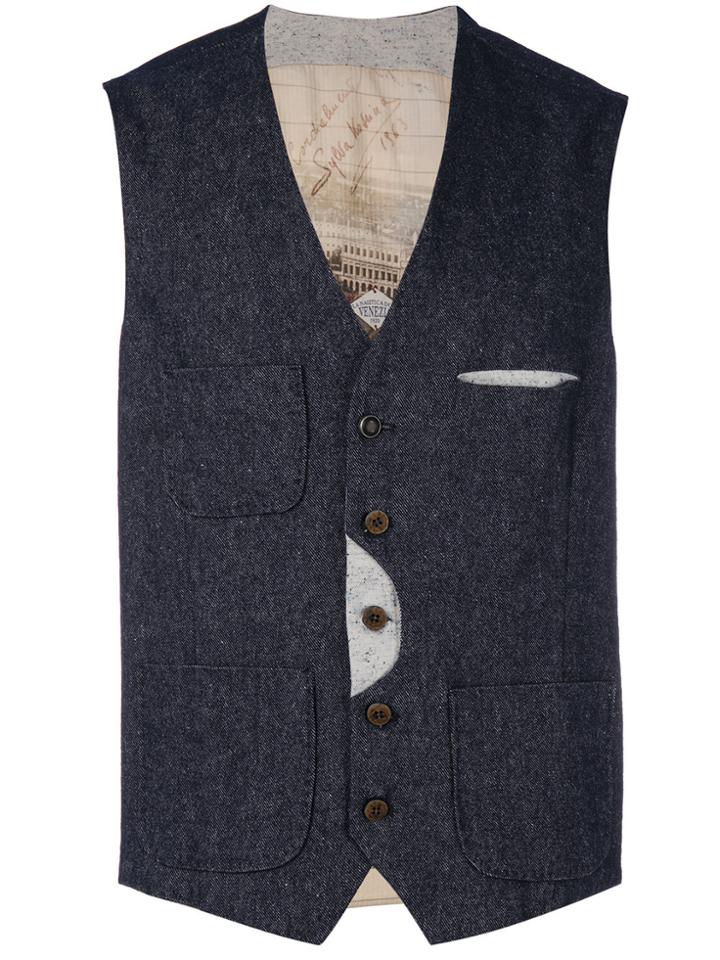 Al Duca D'aosta 1902 Patch Pocket Waistcoat - Blue