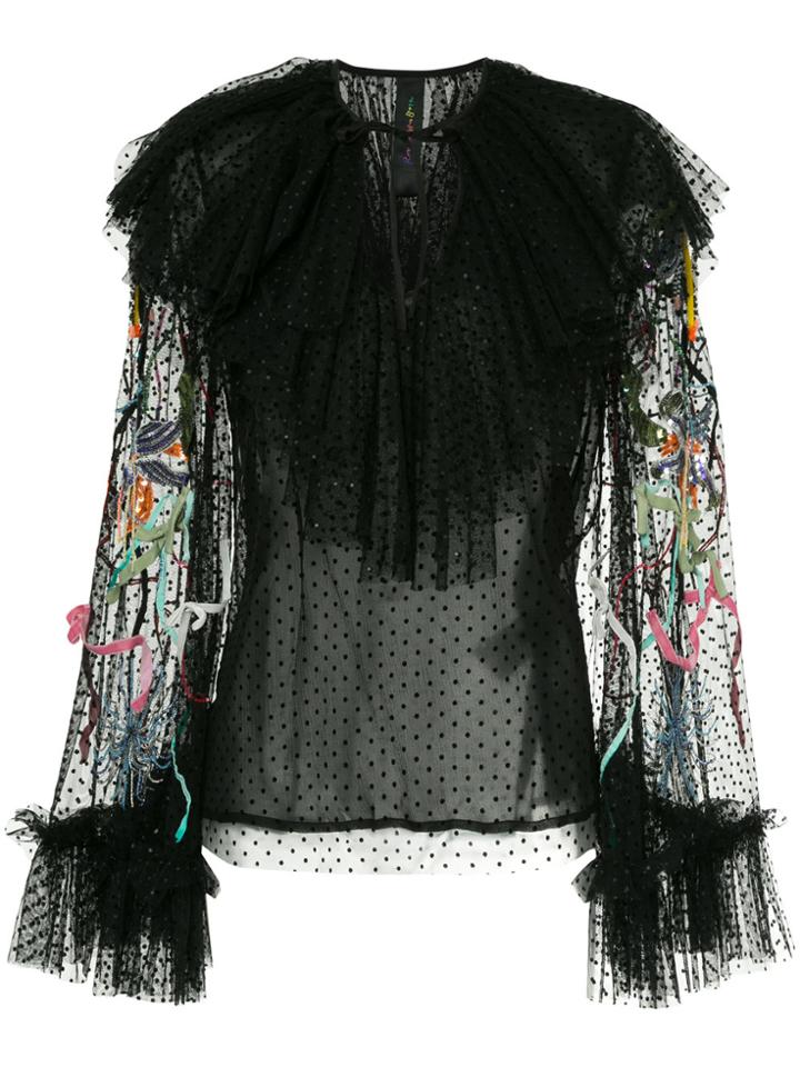 Romance Was Born Unicorn Beaded Blouse - Black