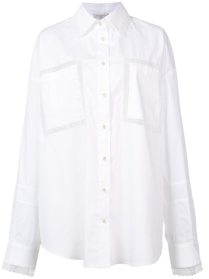 Natasha Zinko Sheer Lace Insert Shirt, Women's, Size: 38, White, Cotton