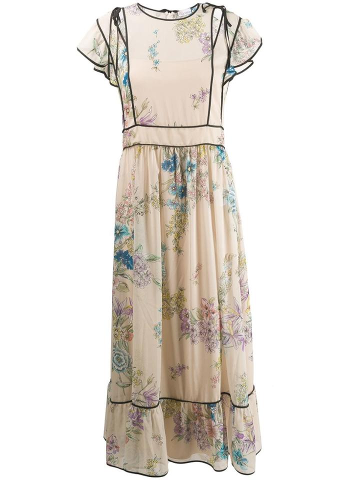 Red Valentino Floral Midi Dress - Neutrals