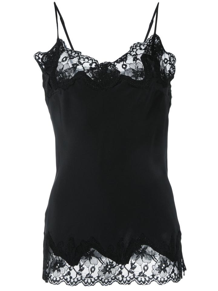 Gold Hawk Lace Trim Cami Top, Women's, Size: Large, Black, Silk/cotton/nylon/rayon