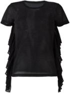 Mm6 Maison Margiela Ruffle T-shirt, Women's, Size: Medium, Black, Polyamide/polyester