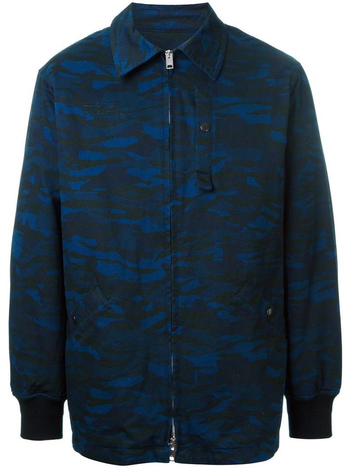 Oversized Camouflage Shirt Jacket, Men's, Size: 48, Blue, Cotton, Alexander Wang