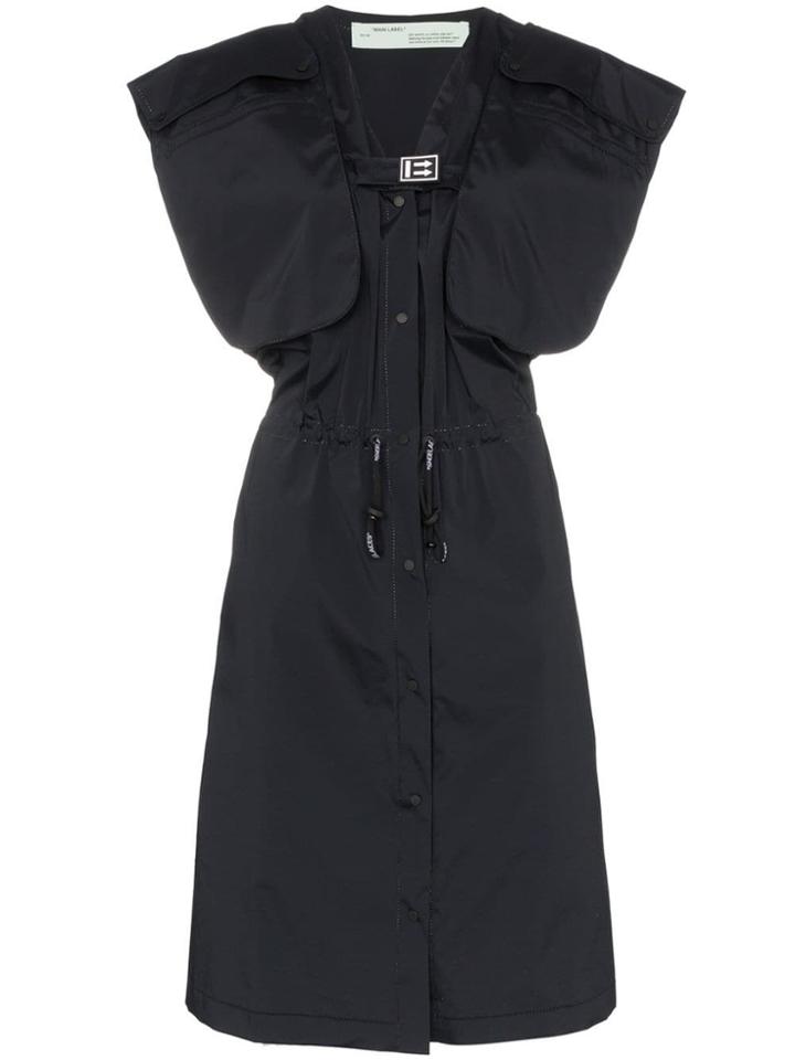 Off-white Oversized Drawstring Contrast Logo Gilet - Black