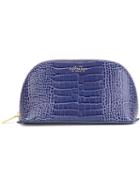 Smythson Snakeskin Effect Makeup Bag, Blue, Leather