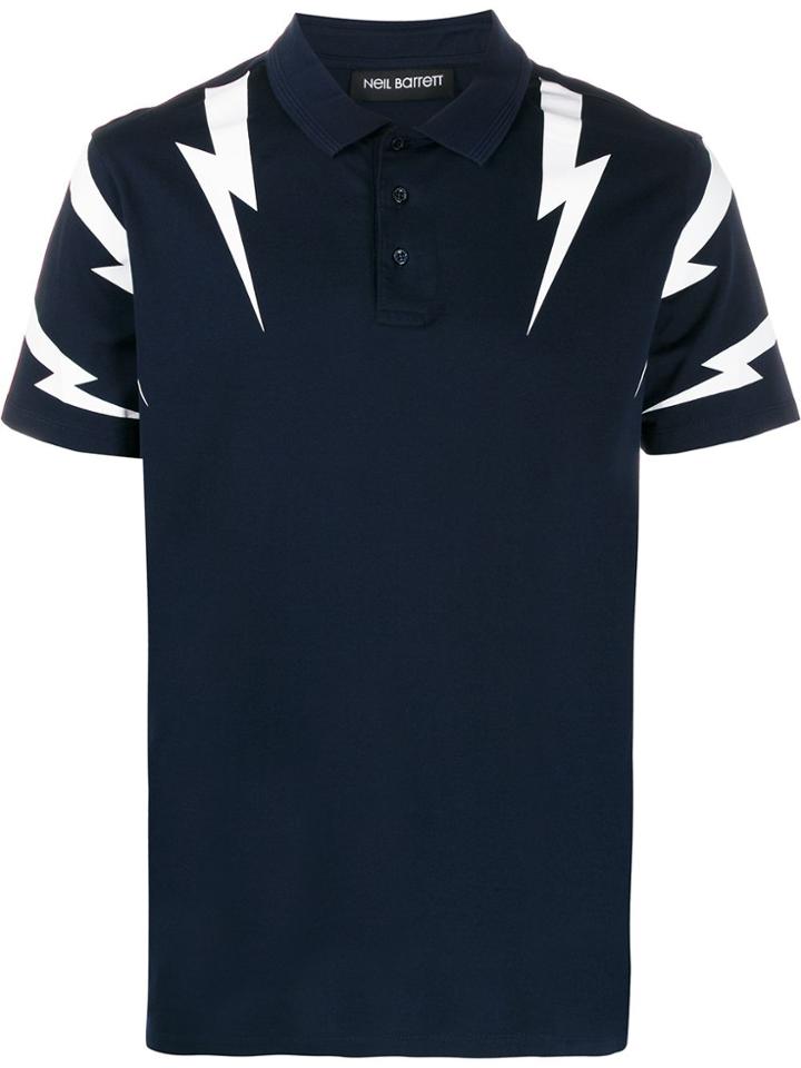 Neil Barrett Tiger Bolt Polo Shirt - Blue