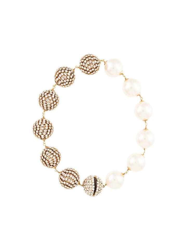 Rosantica Crystal Embellished Pearl Necklace - Silver