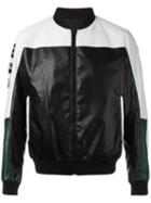 Msgm Colour Block Bomber Jacket, Men's, Size: 50, Black, Polyurethane/polyester/viscose/polyester
