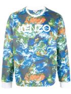 Kenzo World Print Sweatshirt - Blue