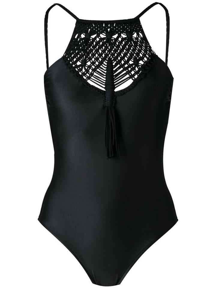 Lenny Niemeyer - Woven Insert Swimsuit - Women - Polyamide/spandex/elastane - L, Black, Polyamide/spandex/elastane