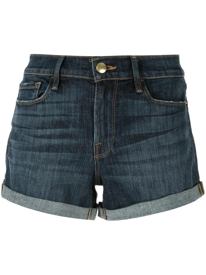 Frame Turn Up Cuffs Denim Shorts - Blue