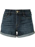 Frame Turn Up Cuffs Denim Shorts - Blue