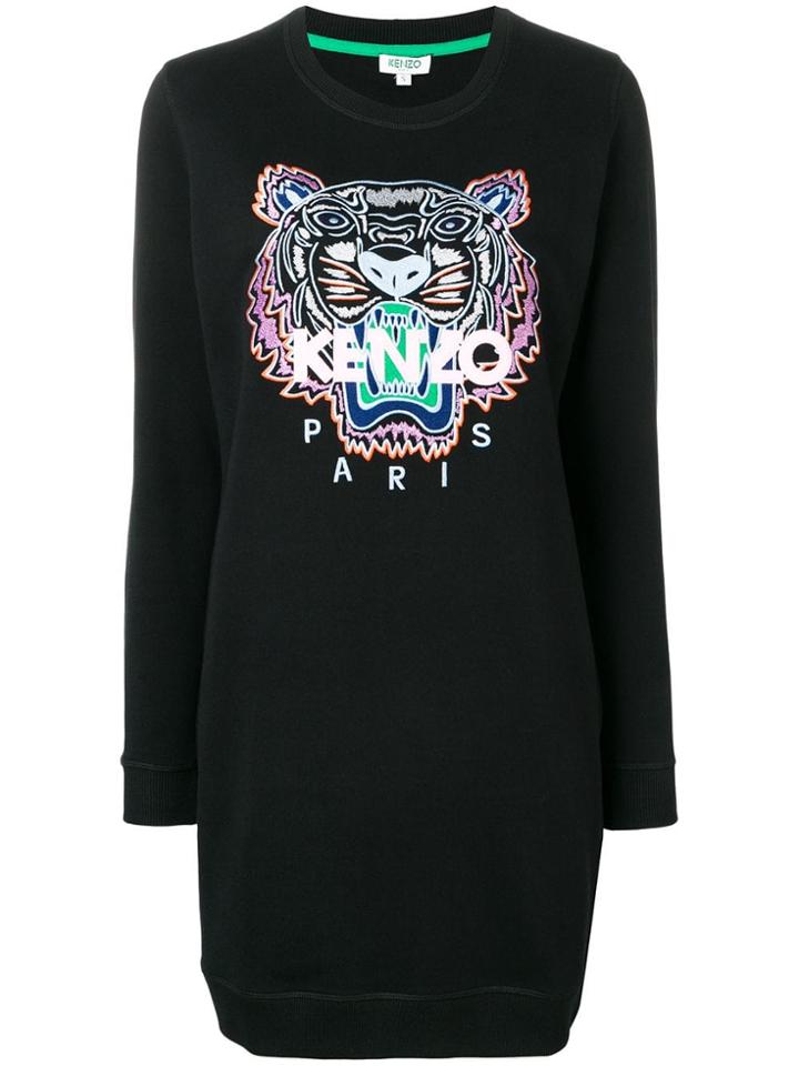Kenzo Tiger Embroidered Sweatshirt Dress - Black
