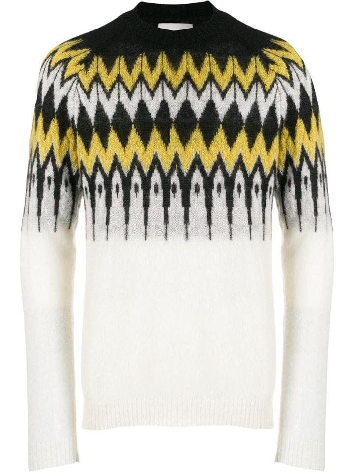 Laneus Zig Zag Pattern Jumper - White