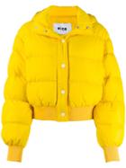 Msgm Hooded Puffer Jacket - Yellow