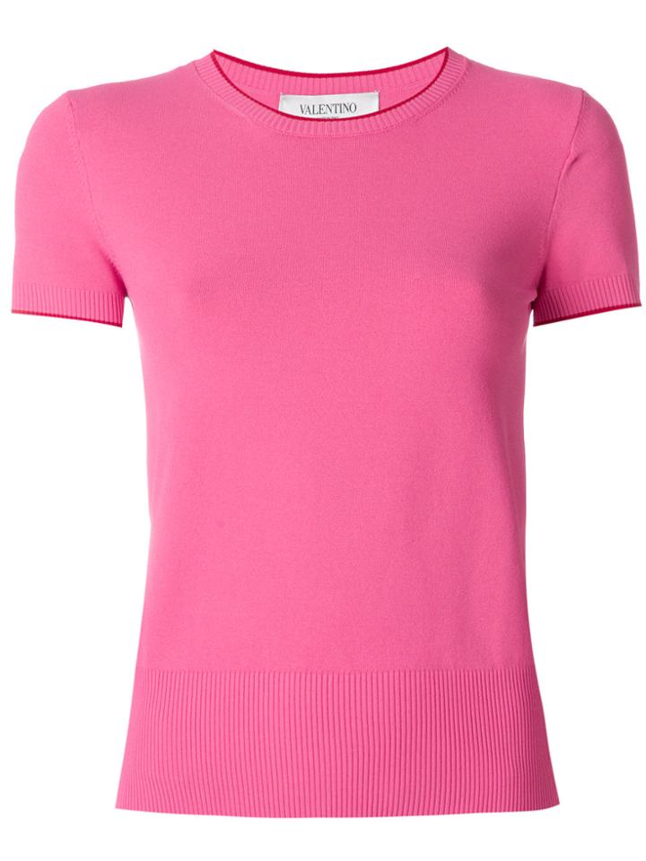 Valentino Shortsleeved Knitted Top - Pink & Purple