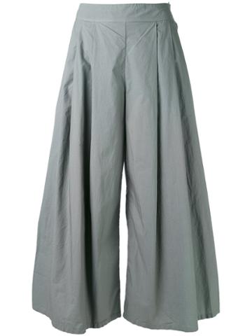 Labo Art - Wide Pleated Trousers - Women - Cotton - 0, Grey, Cotton