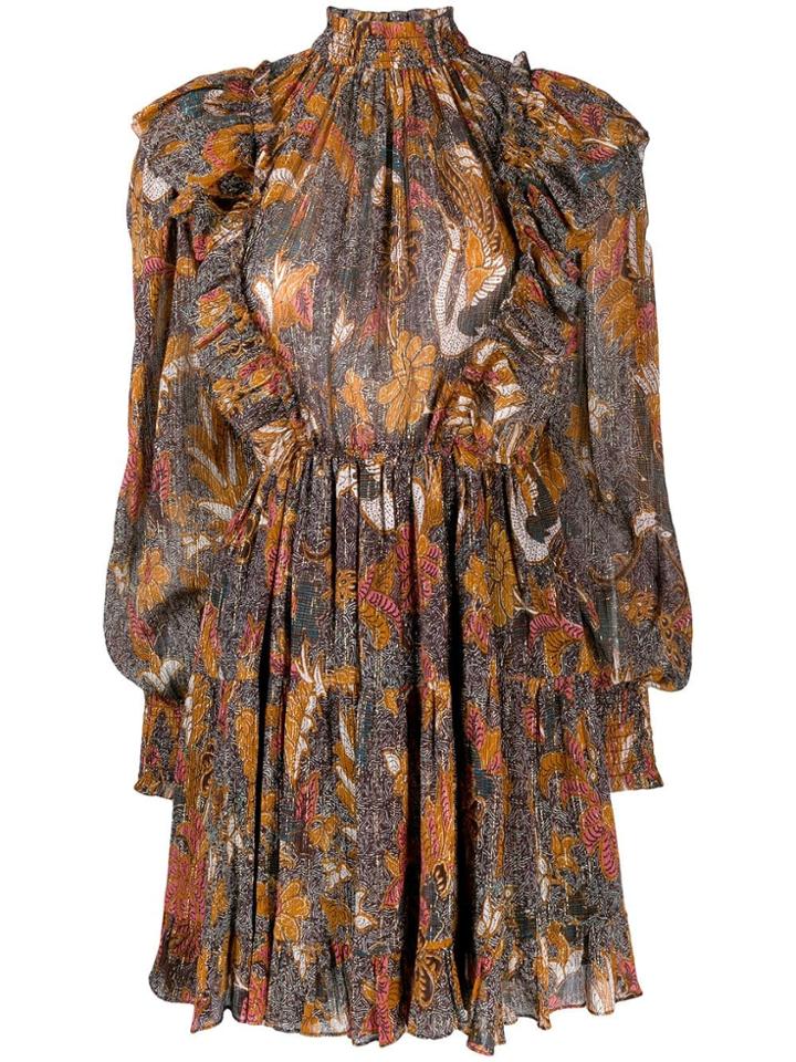 Ulla Johnson Printed Ruffle Dress - Brown