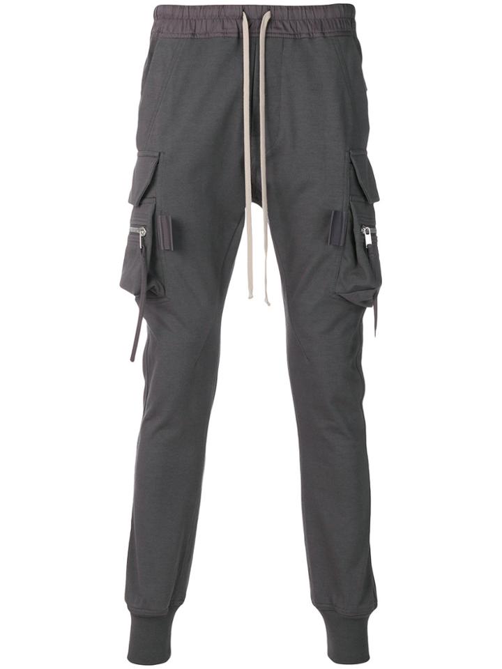 Rick Owens Black Slim Cargo Track Pants - Grey