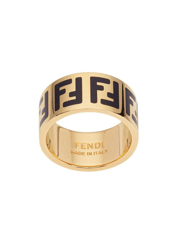 Fendi Monogram Pattern Ring - Gold