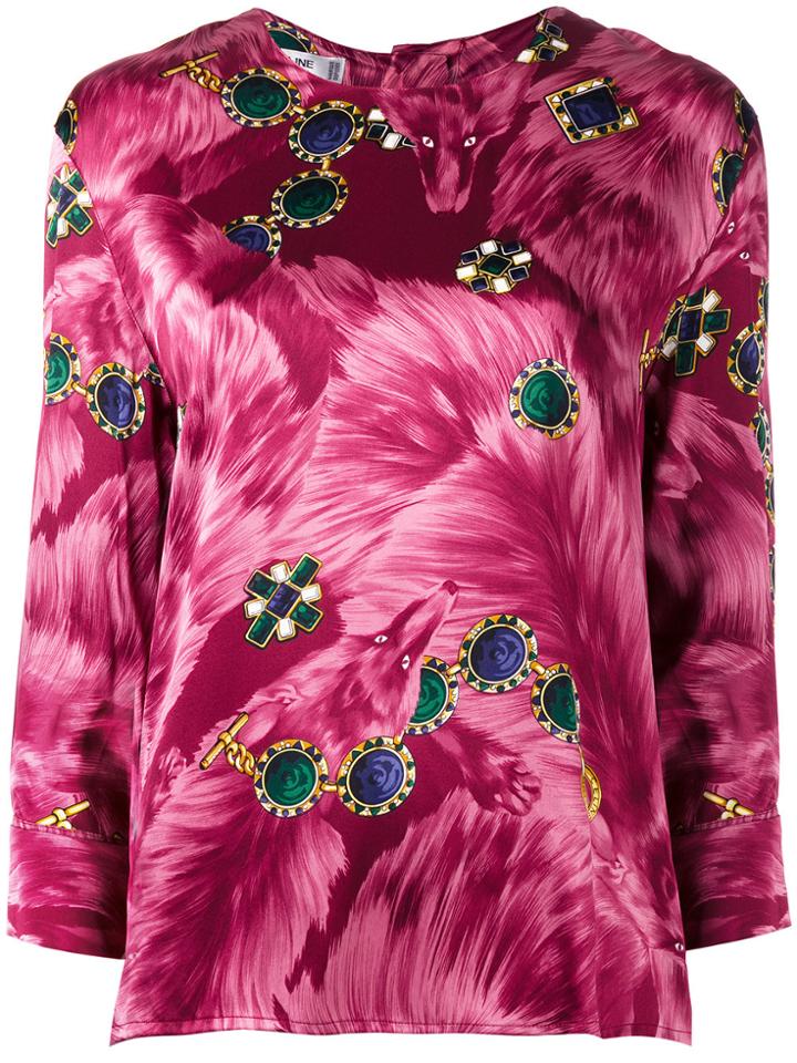 Céline Vintage Printed Top - Pink & Purple