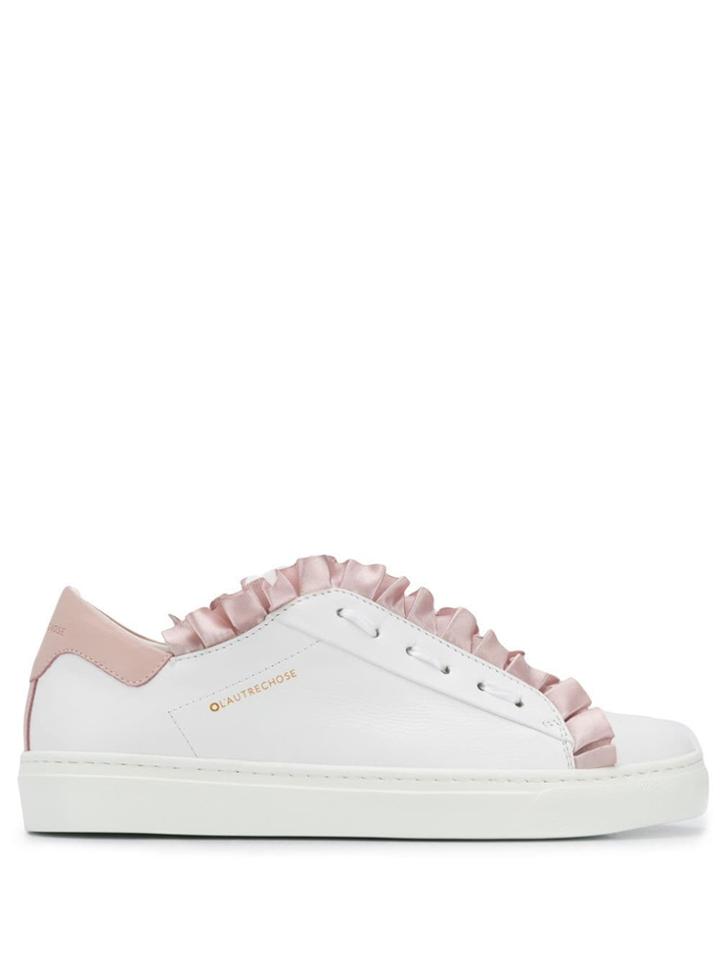 L'autre Chose Ruffled Trim Sneakers - White