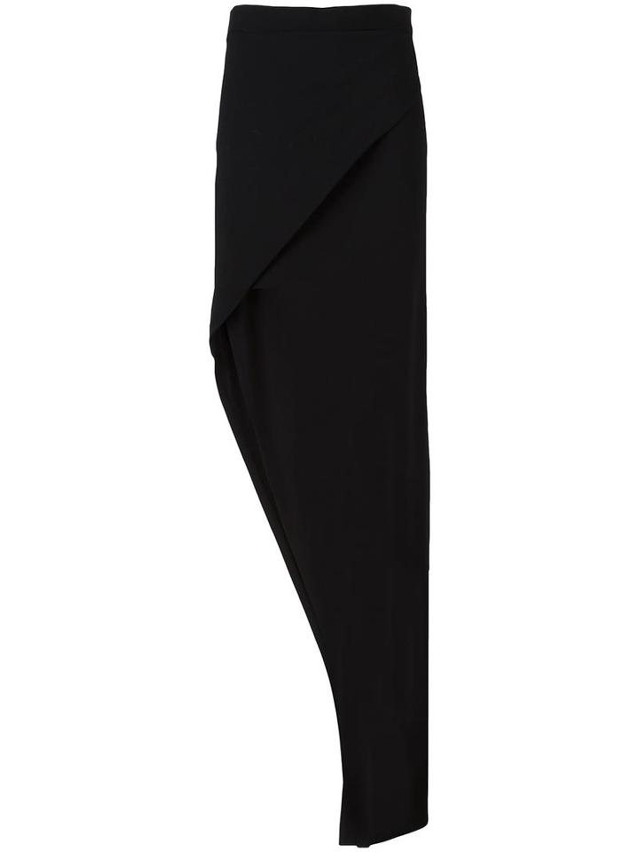 Ann Demeulemeester Long Asymmetric Wrap Skirt, Women's, Size: 36, Black, Virgin Wool/nylon/spandex/elastane