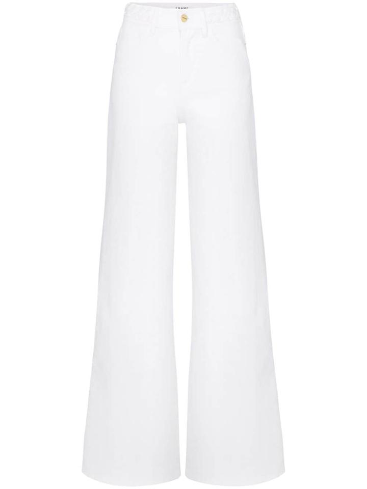 Frame Braid Waistband Flared Jeans - White